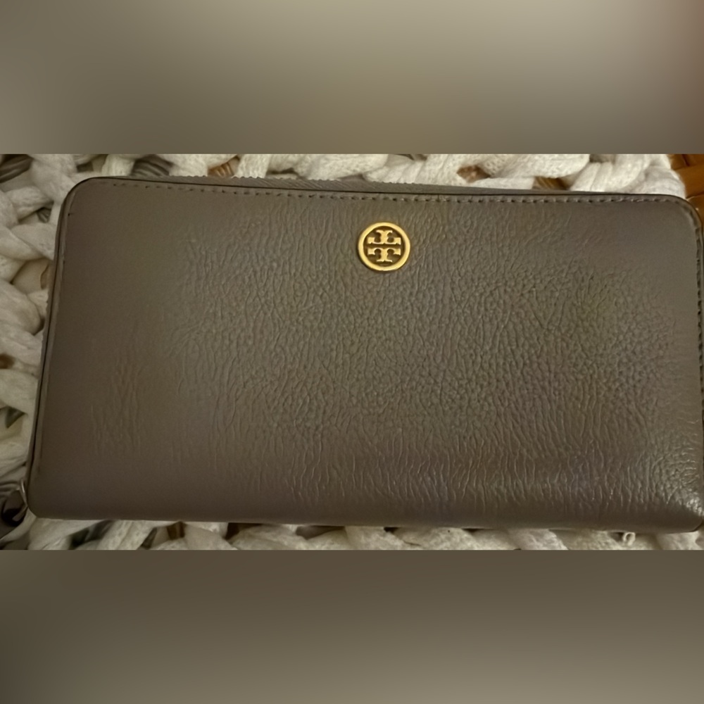 Tory Burch Brown Wallet with Gold Logo